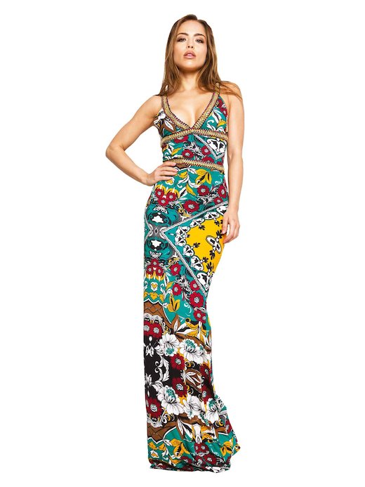 LONG GOLD CHAINS DRESS - Bandana Verde