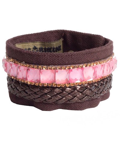 bracciale pietre rosa e trecce - Mixh
