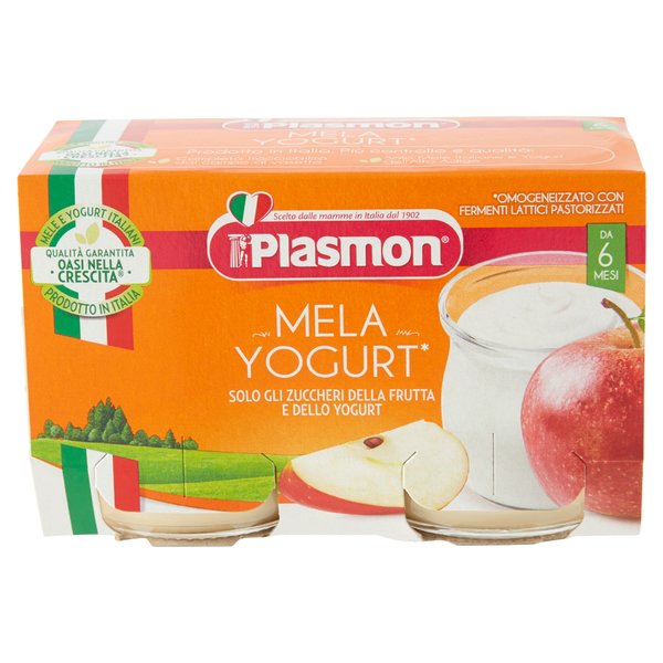 Plasmon Mela Yogurt* Omogeneizzato con Fermenti Lattici Pastorizzati 2 x 120 g