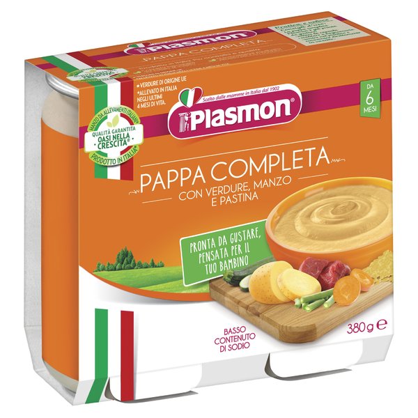 Plasmon La Pappa Completa Verdure, Manzo e Pastina 2 x 190 g