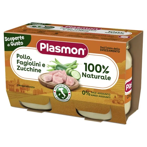 Plasmon Omogeneizzato Scoperte Di Gusto Pollo Fagiolini e Zucchine 2x120g