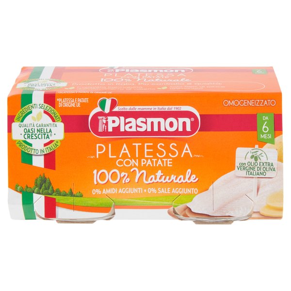 Plasmon Omogeneizzato Pesce Platessa Carne Patate 2x80g