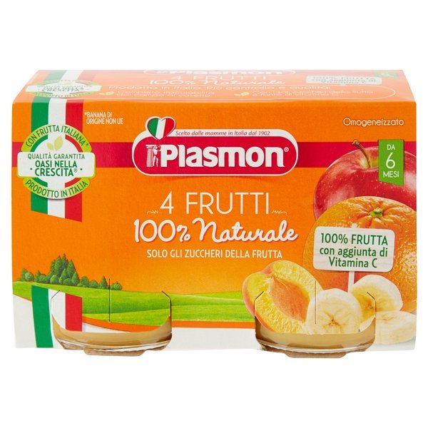 Plasmon Omogeneizzato 4 Frutti 2 x 104 g
