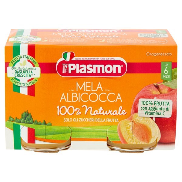 Plasmon Omogeneizzato Frutta Mela Albicocca 2 x 104 g