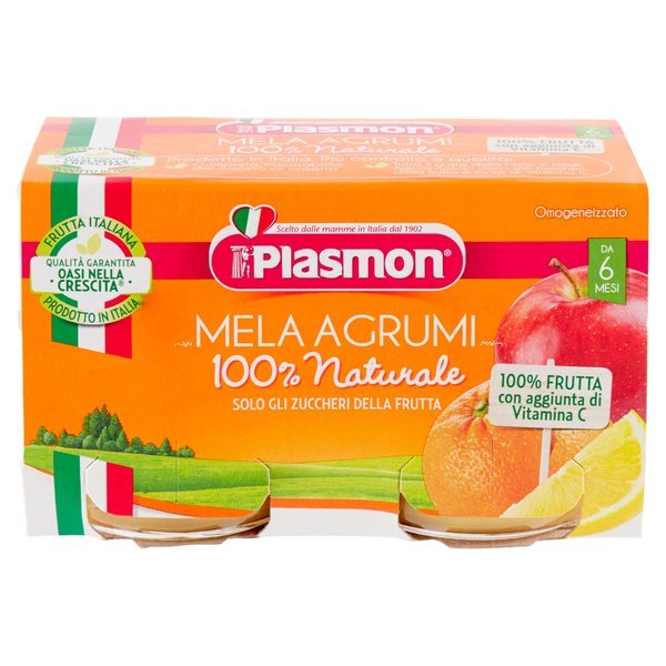Plasmon Omogeneizzato Frutta Mela Agrumi 2 x 104 g