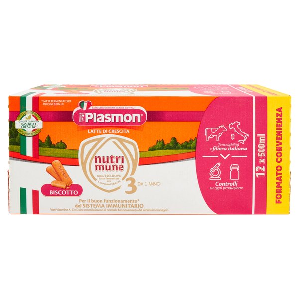 Plasmon Nutri-Mune 3 Biscotto Latte di Crescita liquido 12 x 500 ml