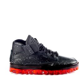Men's BOLD shoes in drip-effect leather with black coating and red sole