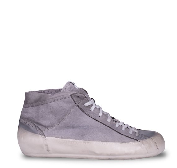 Grey mid cut trainers in fabric and leather