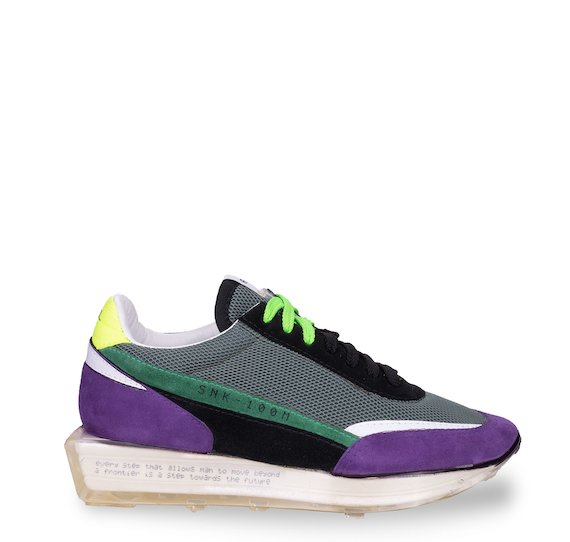 SNK-100M trainers in purple suede and green mesh