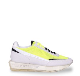 SNK-100M trainers in white suede and fluorescent mesh