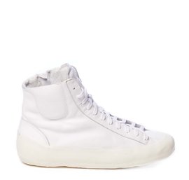 Men's all-white leather ankle boots