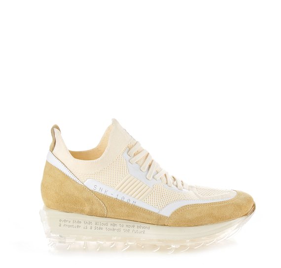 Women's SNK-100M trainers in beige technical knit fabric