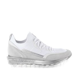 Men's SNK-100M trainers in white technical knit fabric with silver details