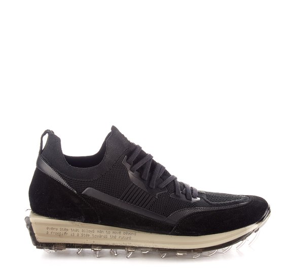Men's SNK-100M trainers in black technical knit fabric with black sole