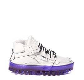 Women's BOLD white leather trainers with purple sole
