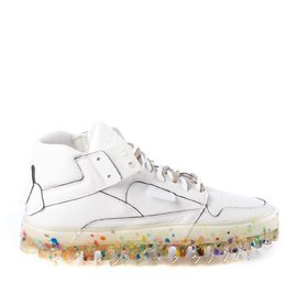 Men's BOLD white leather trainers with multicolour sole