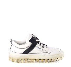 Women's BOLD low-top white leather trainers with black detailing