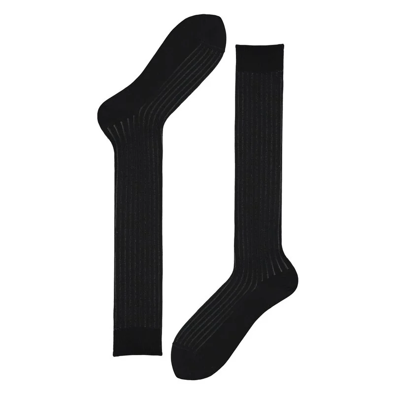 Ribbed long socks - Black / Grey