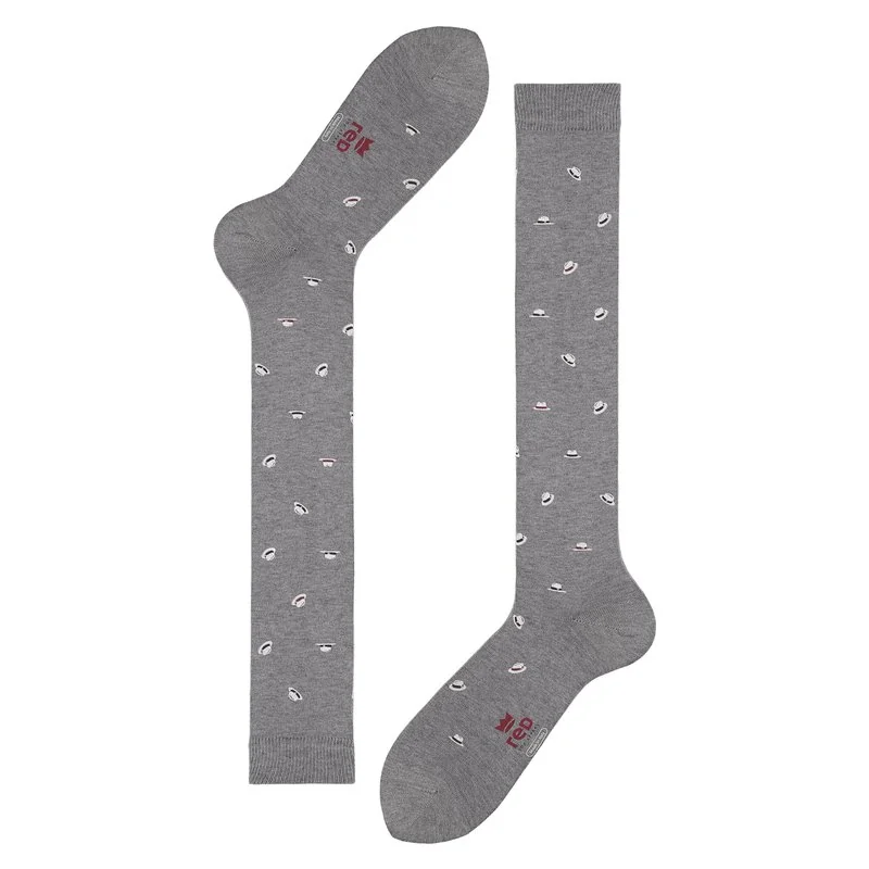 Long socks panama hat print - Grey-Ruby
