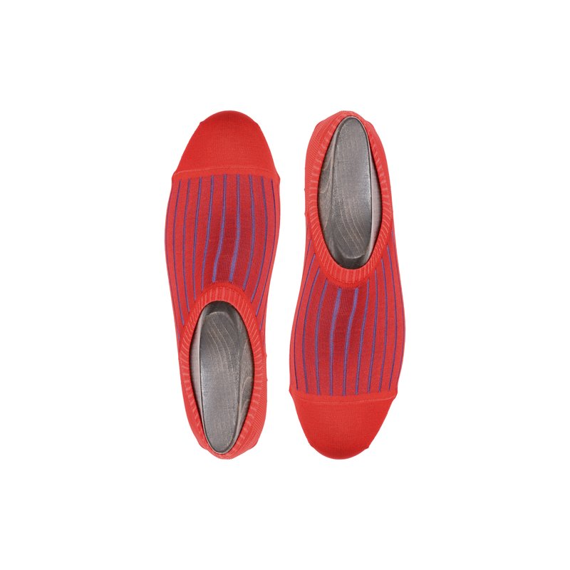 Ribbed no-show socks - Red-Bright Blue