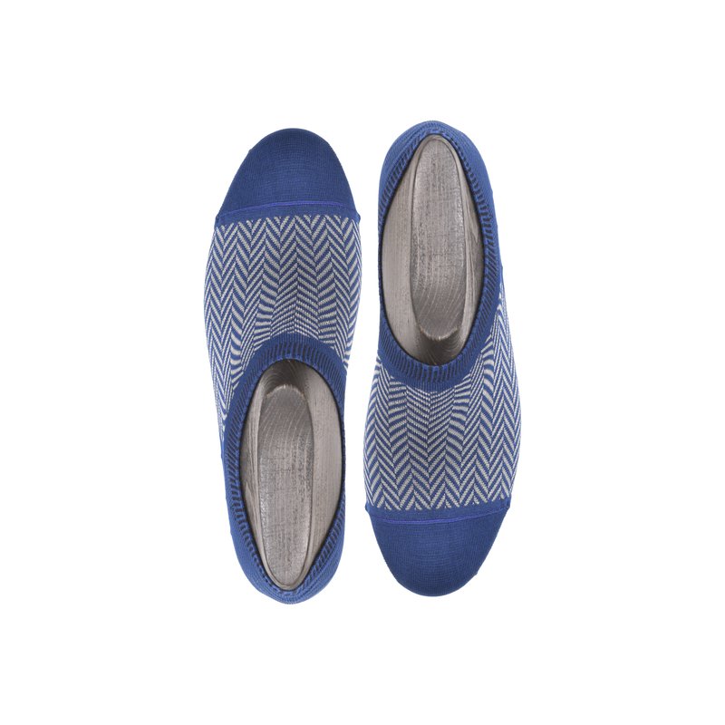Jacquard herringbone no-show socks - Cobalt Blue-Light Gray