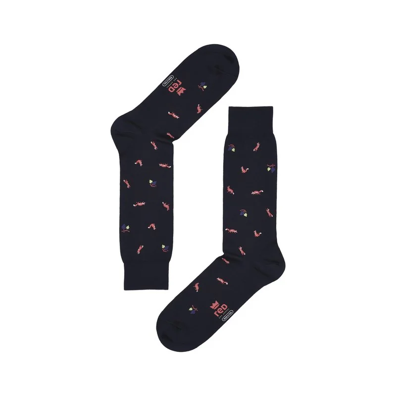 Men's Crew socks Fox and Grapes print - Dark Blue