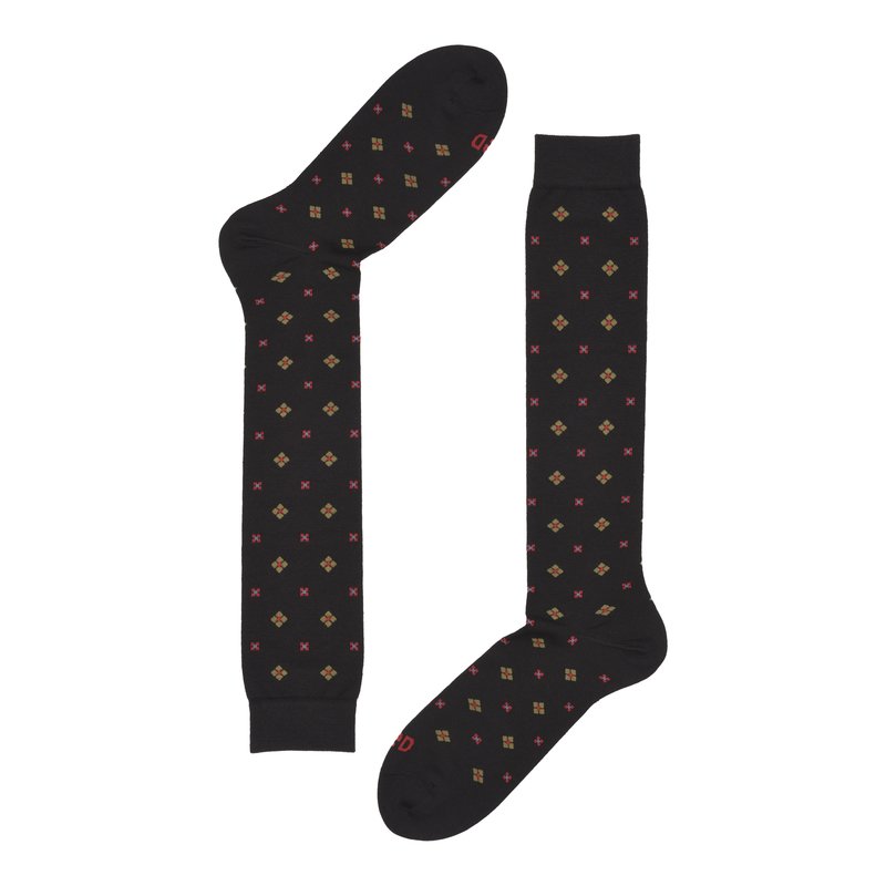 H2DRY wool long socks with tie pattern