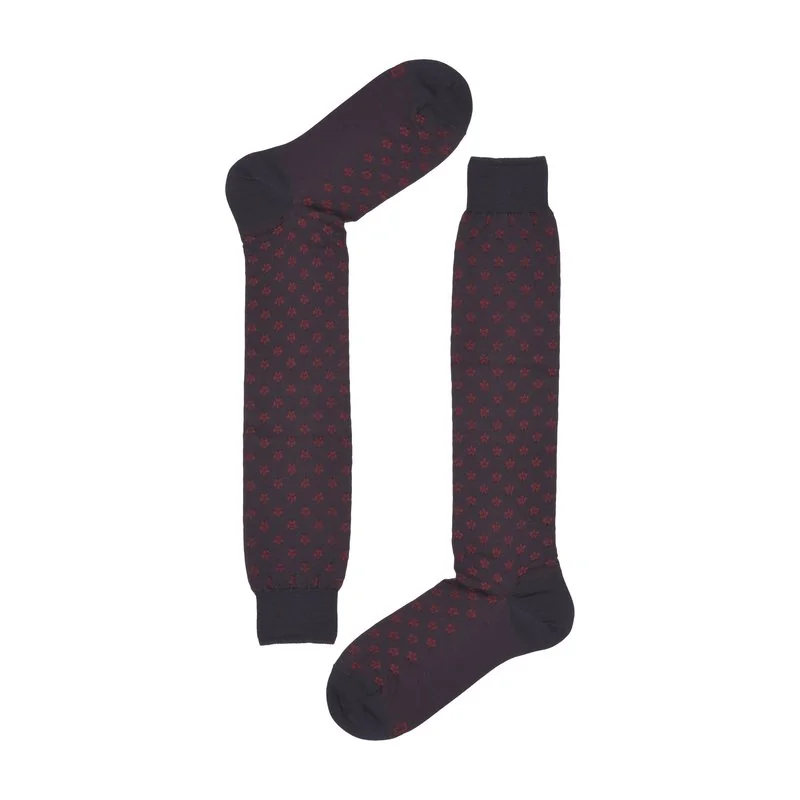 Men's Wool vanisè flower long socks - Blu / Corrida