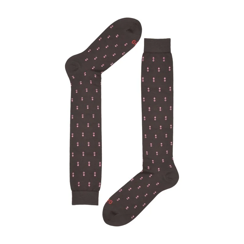 Men's H2Dry wool long socks with micropattern - Brown