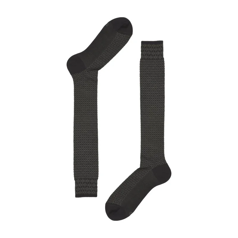 Men's H2Dry wool rhombus jacquard long socks - Black-Green