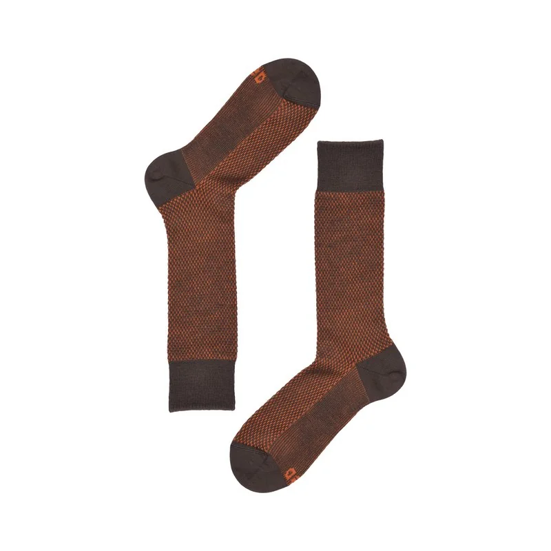 Men's Crew socks Jacquard Chess - Brown