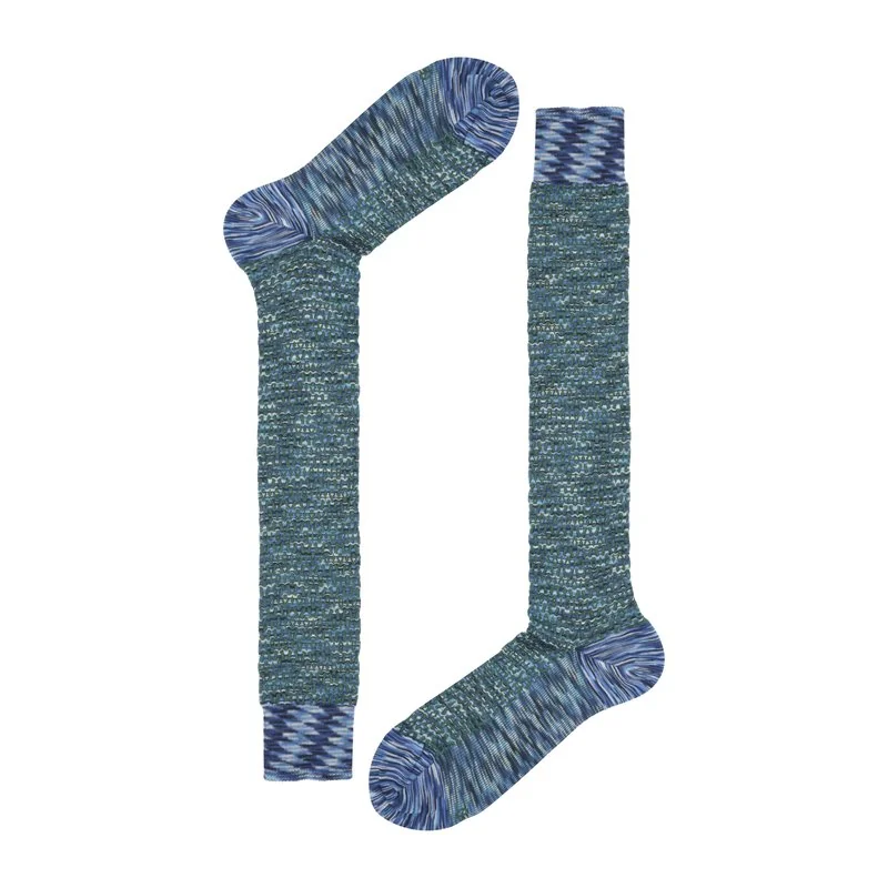 Men slub jacquard geometric pattern long socks