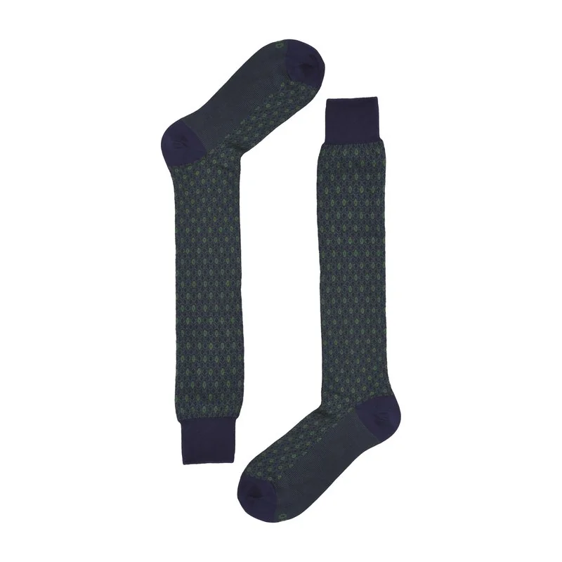 Men's Long socks Jacquard Circles - Blue-Green