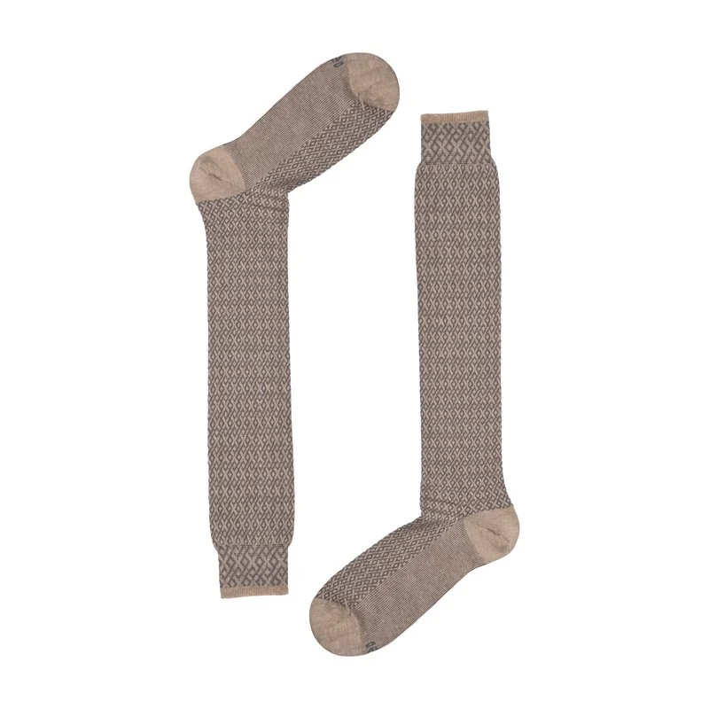 Men's Long socks Jacquard micro Rhombuses - Beige