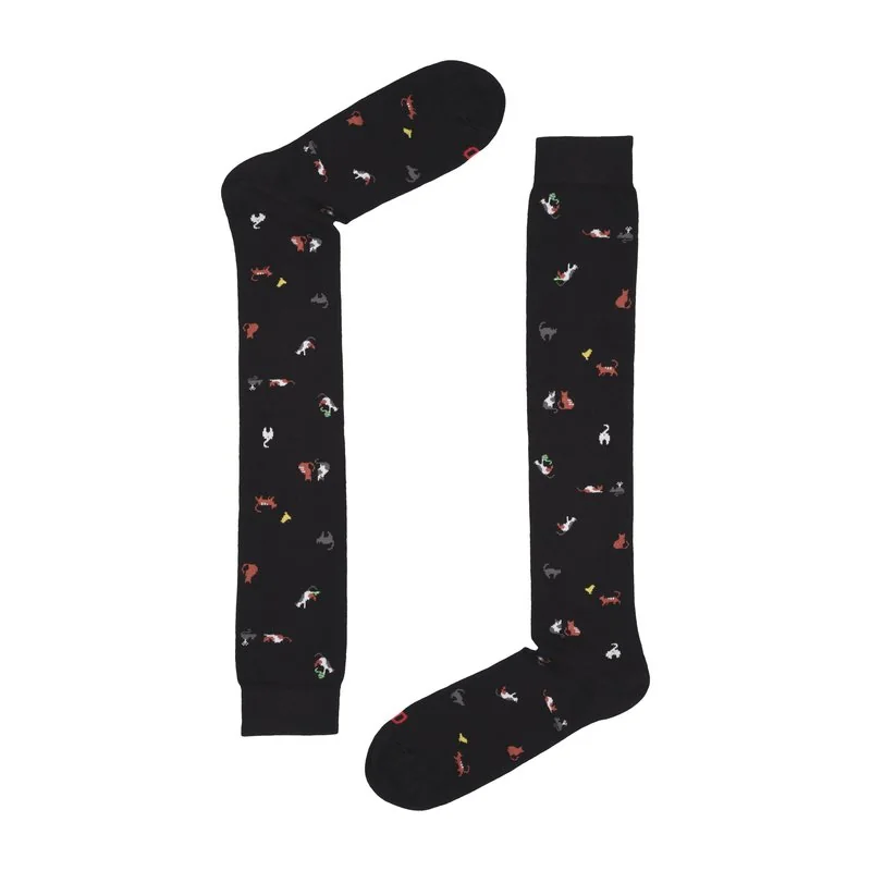 Men's Long socks Cats - Black