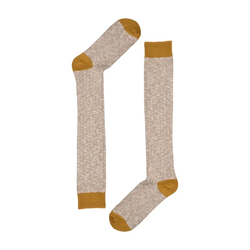 Men's Long socks Slub effect fabric plain color - Camel