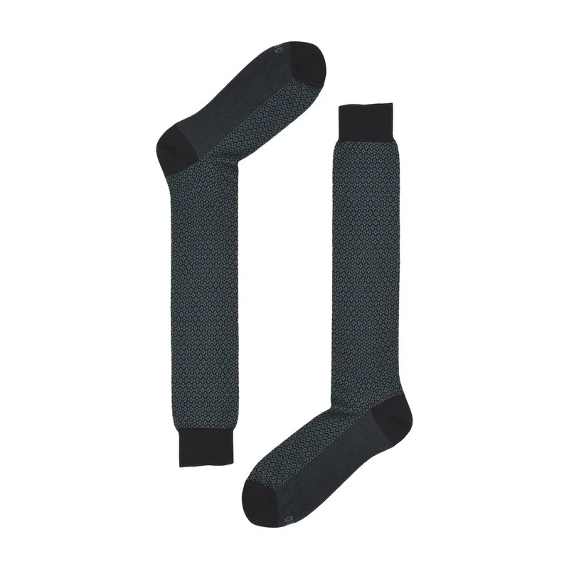 Calza lunga uomo Jacquard micro rombo - Nero / Malachite