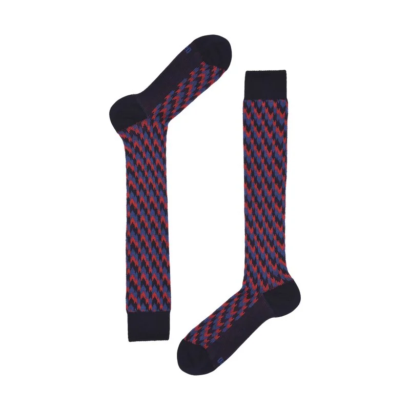 Men's Heritage long socks with arrows pattern - Dark Blue-Cobalt