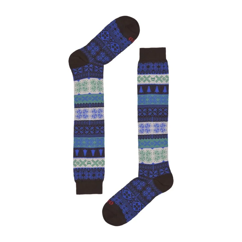 Men's long socks with winter pattern - Brown