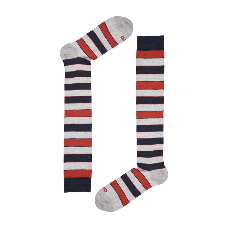 Men linen striped long socks - Blue