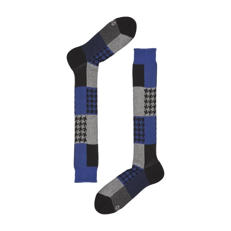 Men's jacquard patchwork long socks - Black