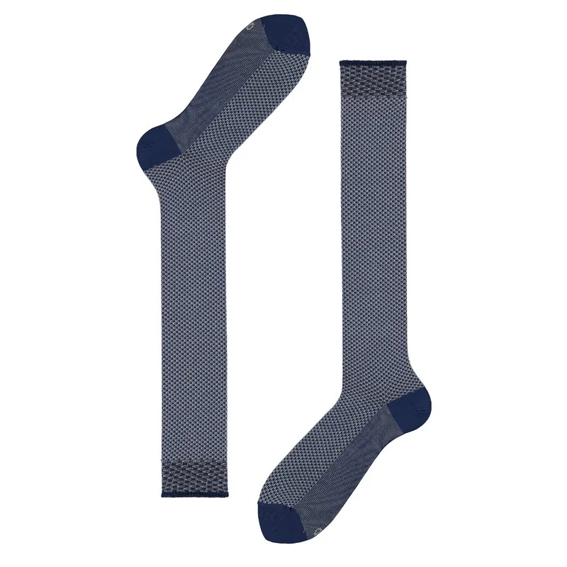 Heritage jacquard micro pattern long socks - Blue-Gray