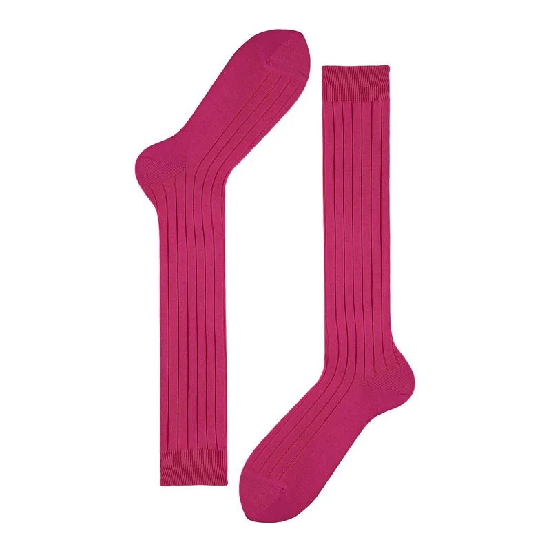 Mercerized cotton ribbed socks - Birght Pink