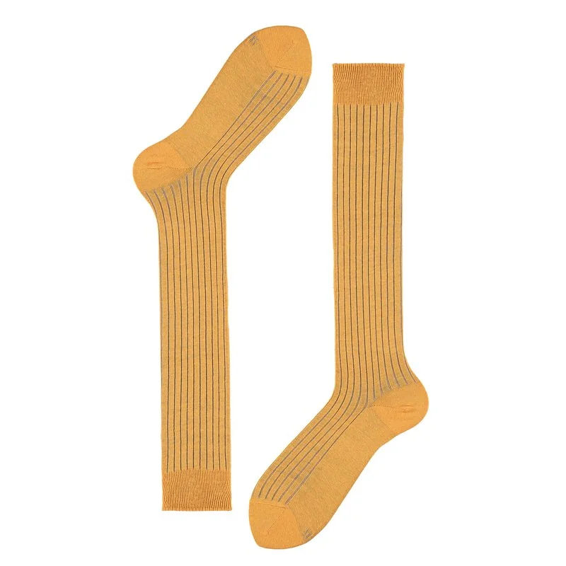 Vanisè ribbed long socks with linen - Ambra / Avio