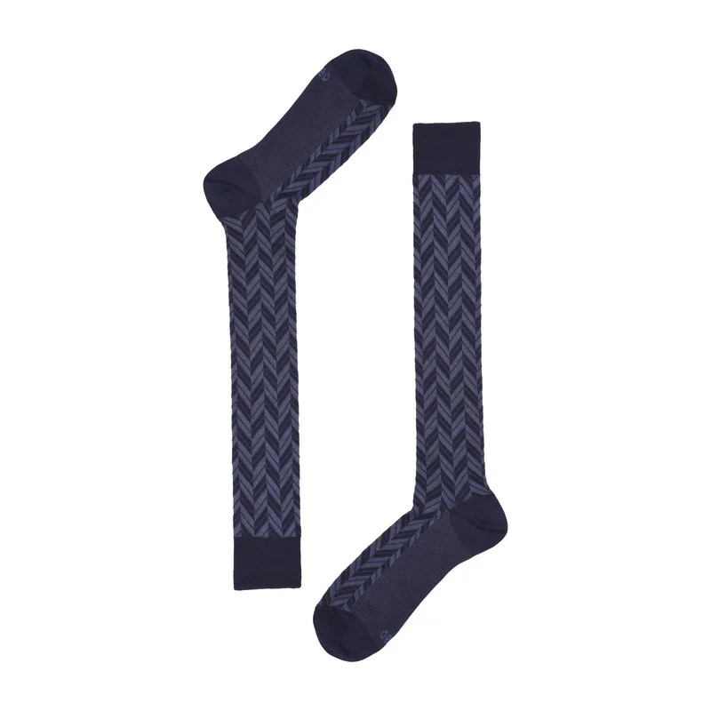 Men's Long Sock, Jacquard Herringbone RED