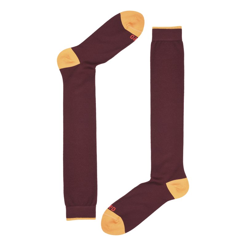 Long socks in plain colour - Burgundy