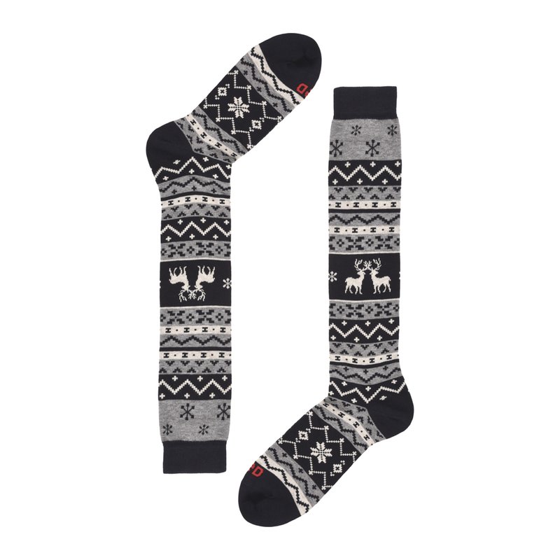Long socks in christmas pattern with reindeer - Dark Blue