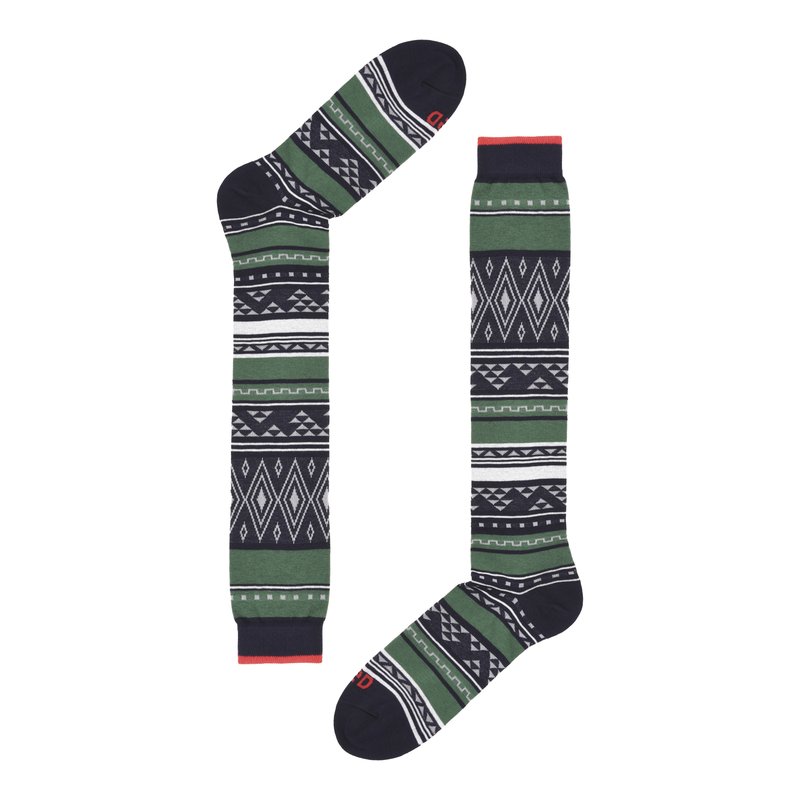 Long socks Ethnic pattern - Green