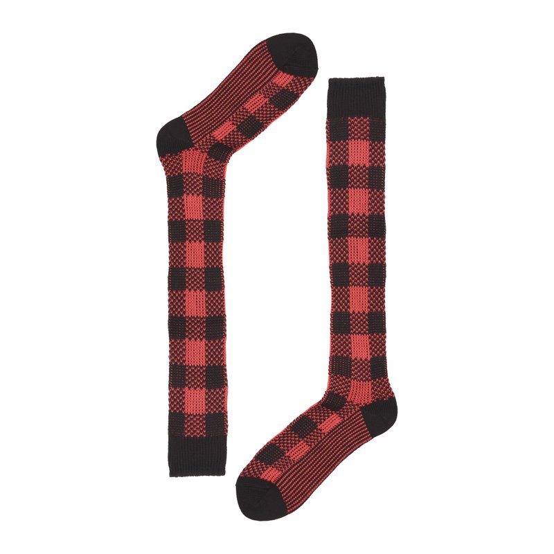 Long socks maxi check pattern - Black