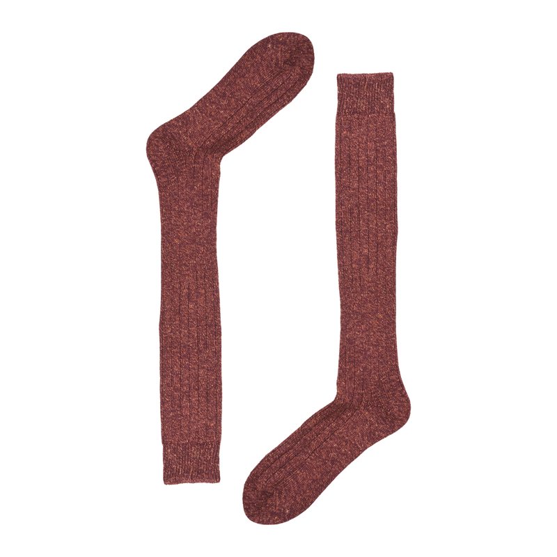Ribbed long socks country style - Burgundy